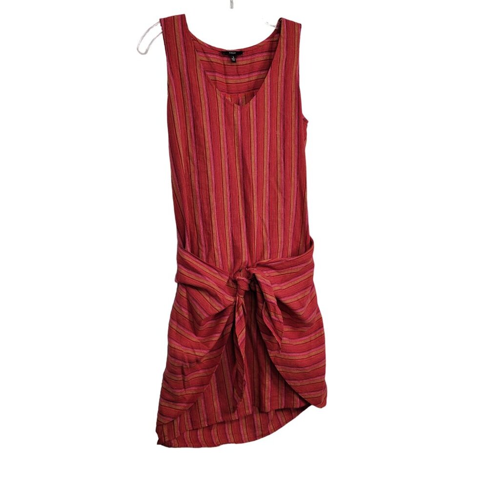Drew Size S Dress Desert Stripe Sarong Skirt Linen Rayon Sleeveless Pullover Red